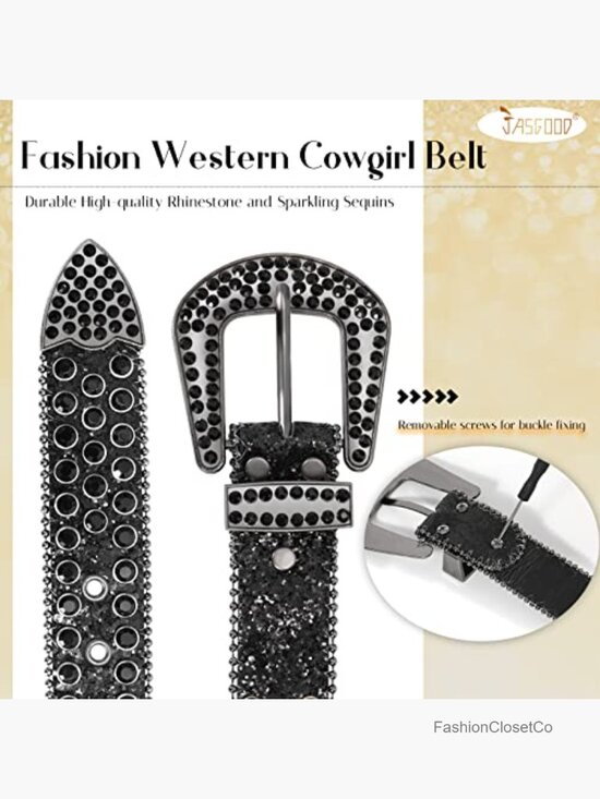 Rhinestone Studded Faux Leather Western Belt for Jeans Pants main image 7